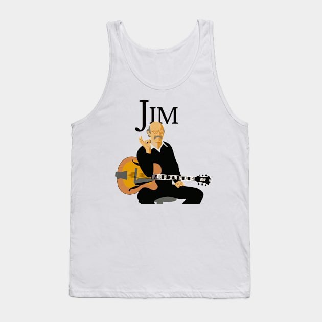 Jim Hall Legendary Jazz Guitar Player Flat Modern Art Original Design T-Shirt - Gift for Vinyl Collector, Jazz Fan, Student or Musician Tank Top by Jazz Nerd Paradise